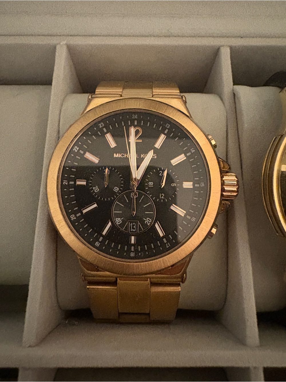 Michael Kors Rose Gold Men's Chronograph Watch with Black Dial